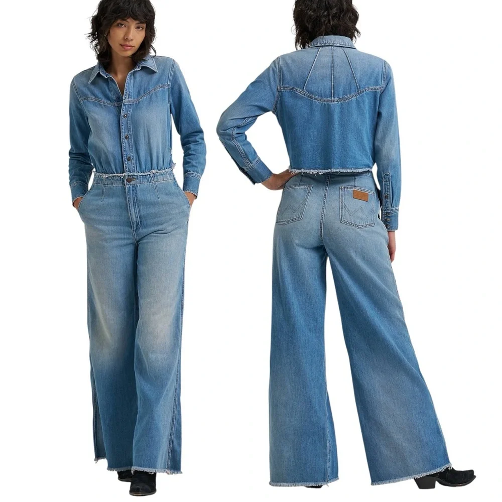 NWT Wrangler Radiating Coveralls Wideleg Denim Jumpsuit size Small